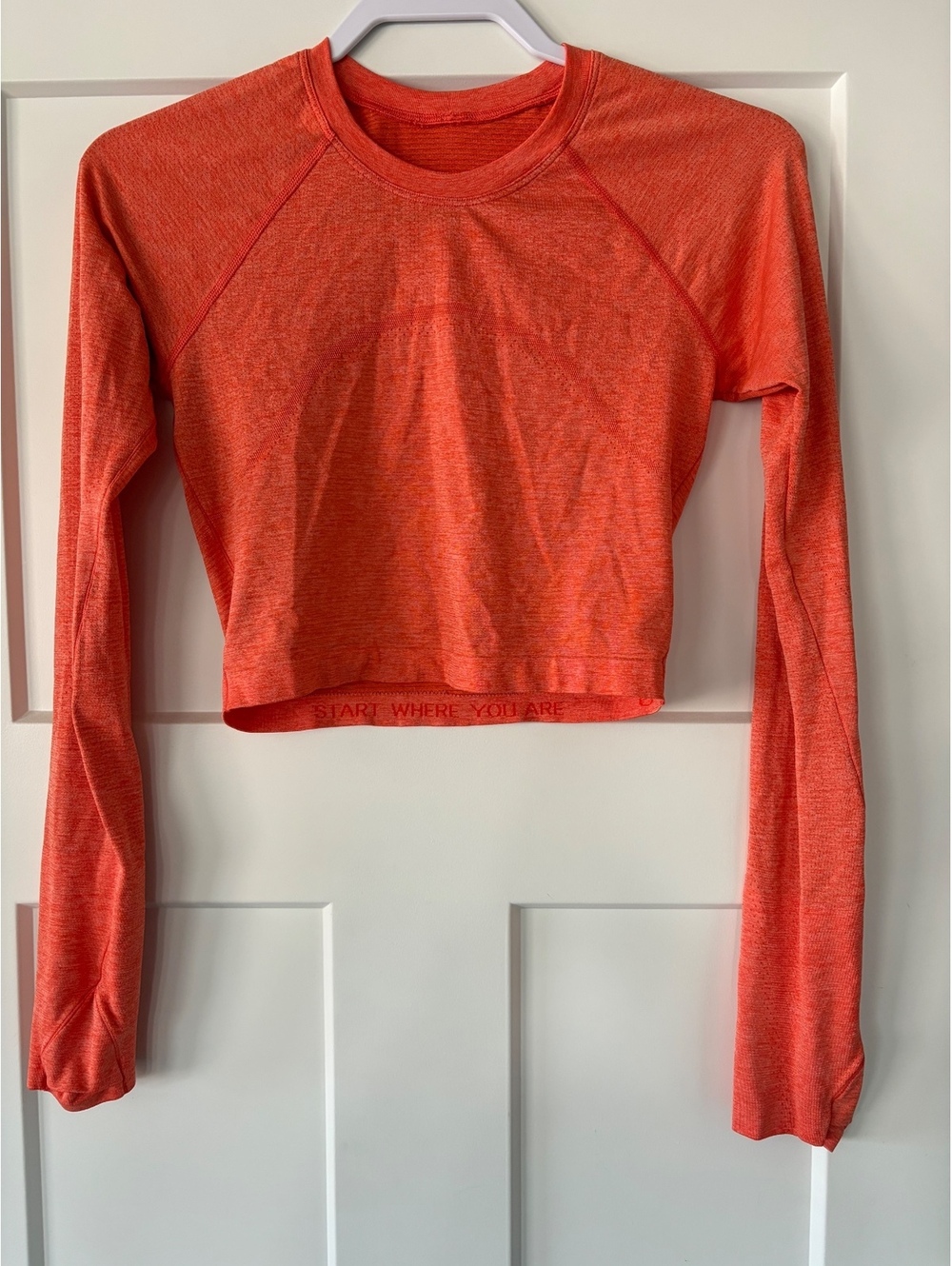 Lululemon Orange Heathered Long Sleeve Crop Top — Size 6